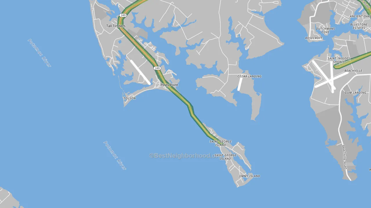 Piney Point, MD Map of Noise Levels in Piney Point