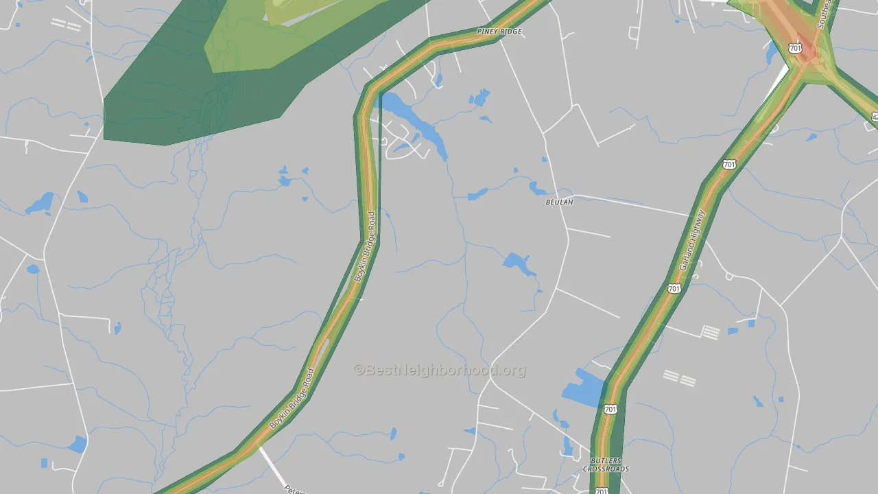 Piney Ridge, NC Map of Noise Levels in Piney Ridge