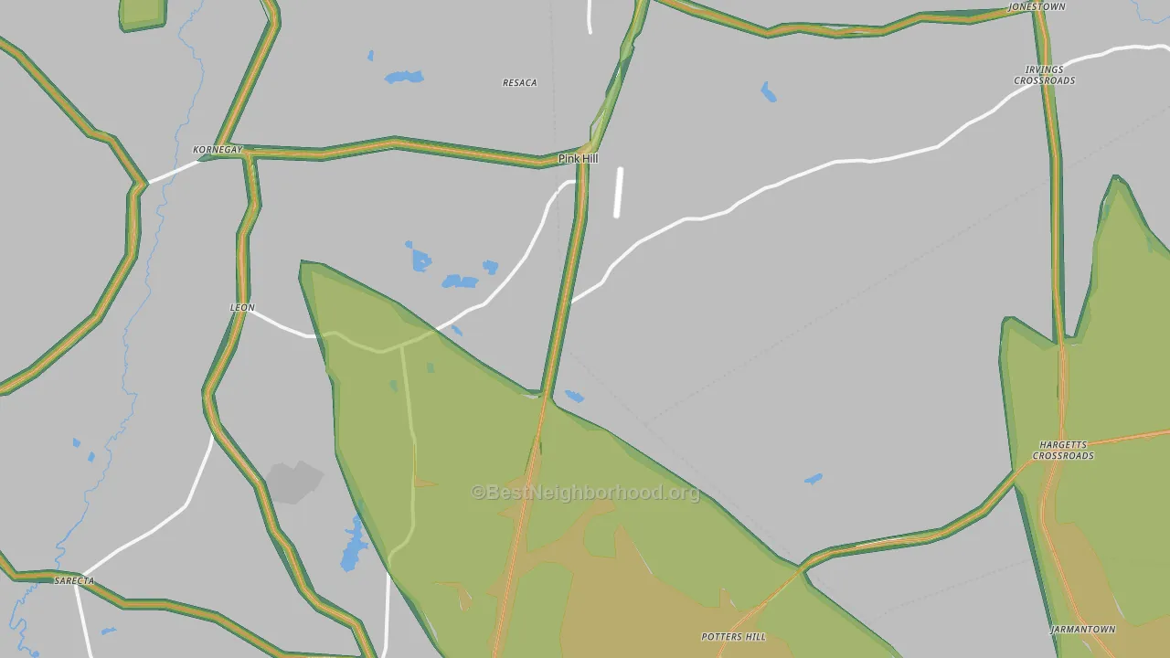 Pink Hill, NC Map of Noise Levels in Pink Hill