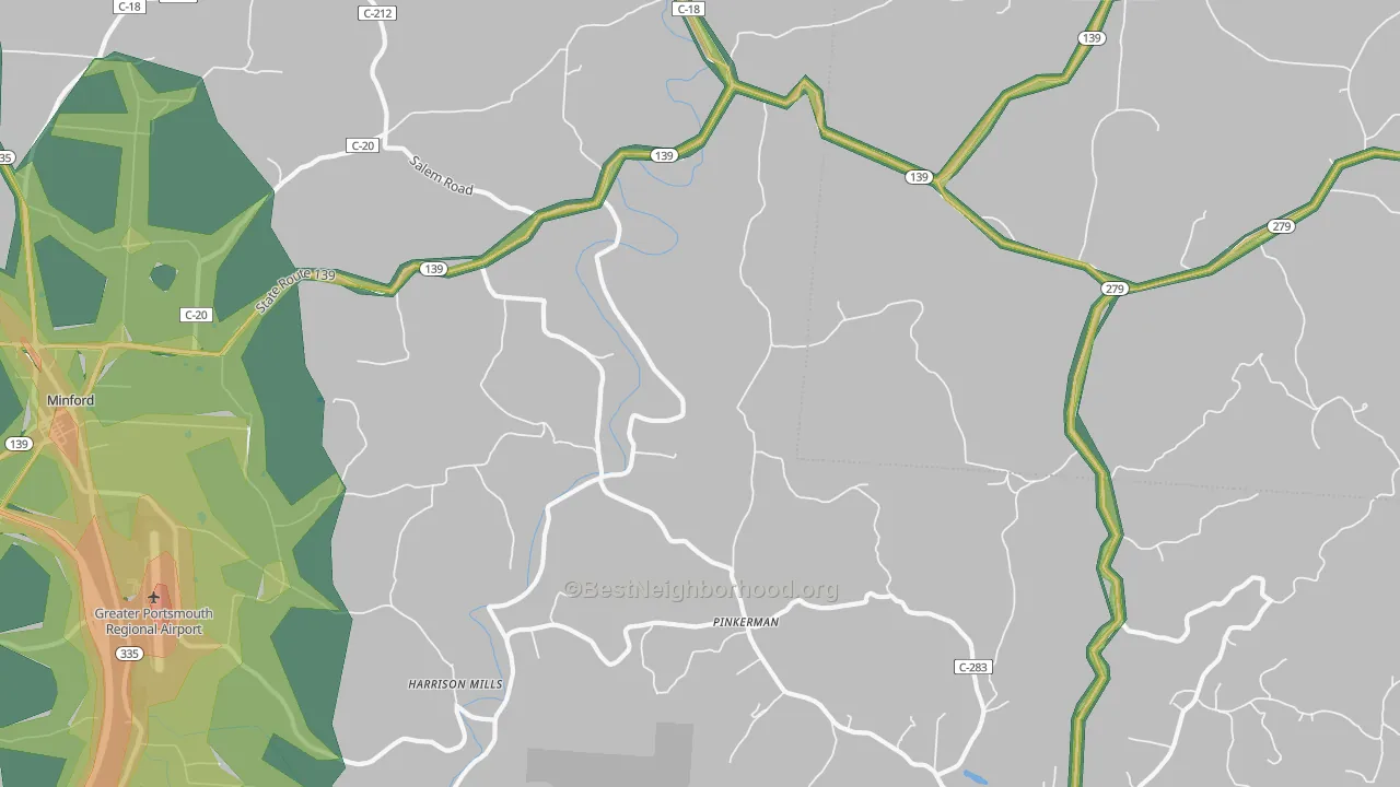 Pinkerman, OH Map of Noise Levels in Pinkerman