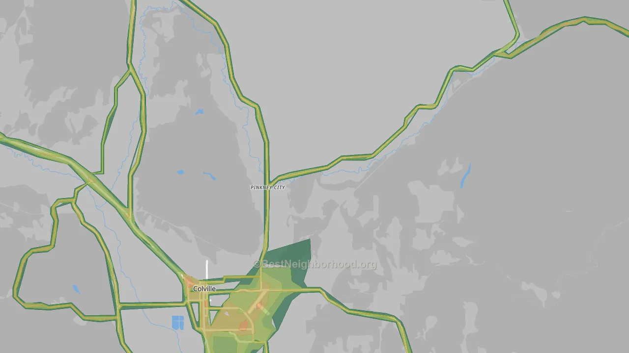 Pinkney City, WA Map of Noise Levels in Pinkney City