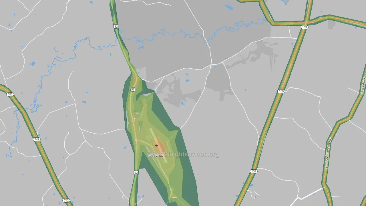 Pinkston, NC Map of Noise Levels in Pinkston