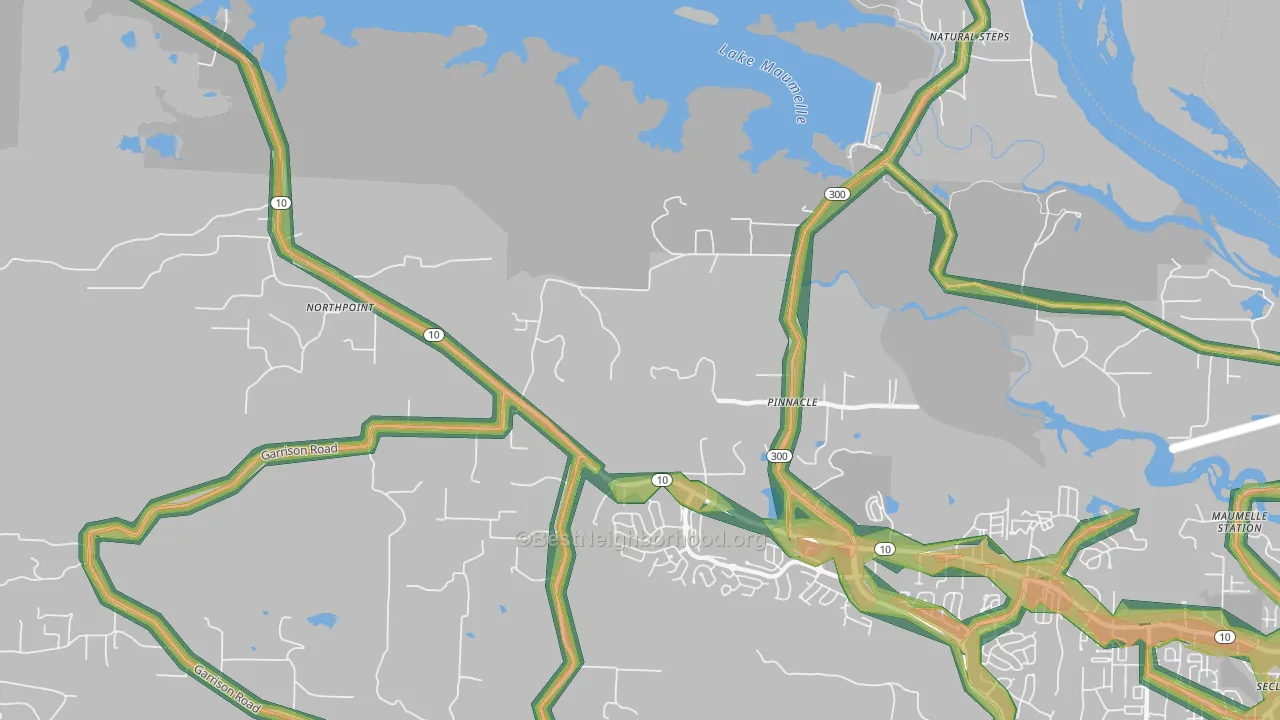 Pinnacle, AR Map of Noise Levels in Pinnacle
