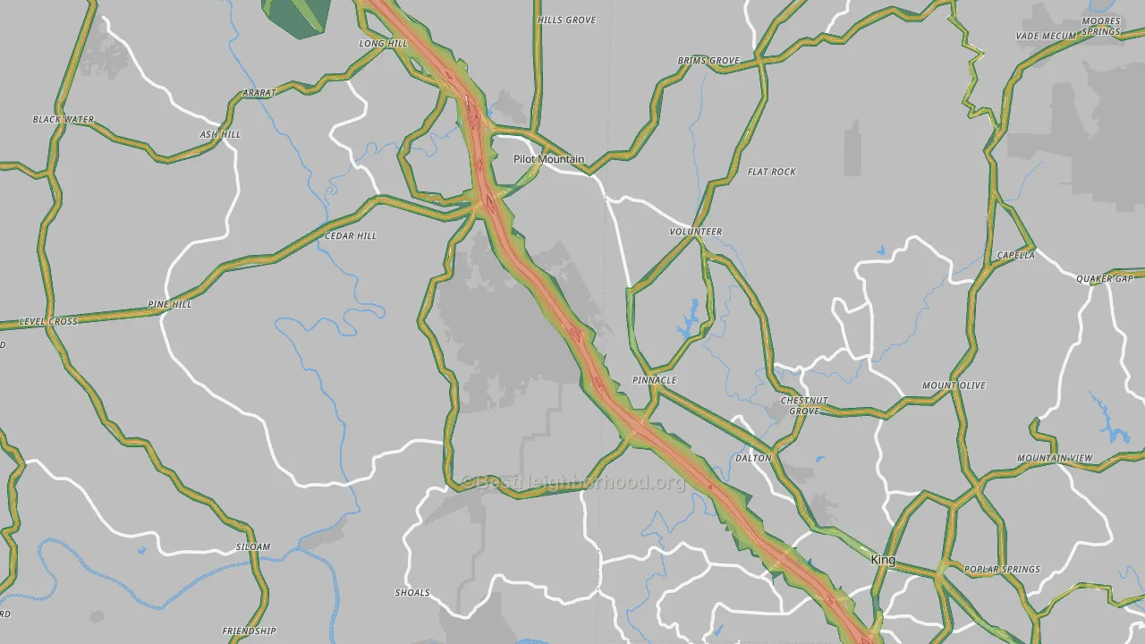 Pinnacle, NC Map of Noise Levels in Pinnacle