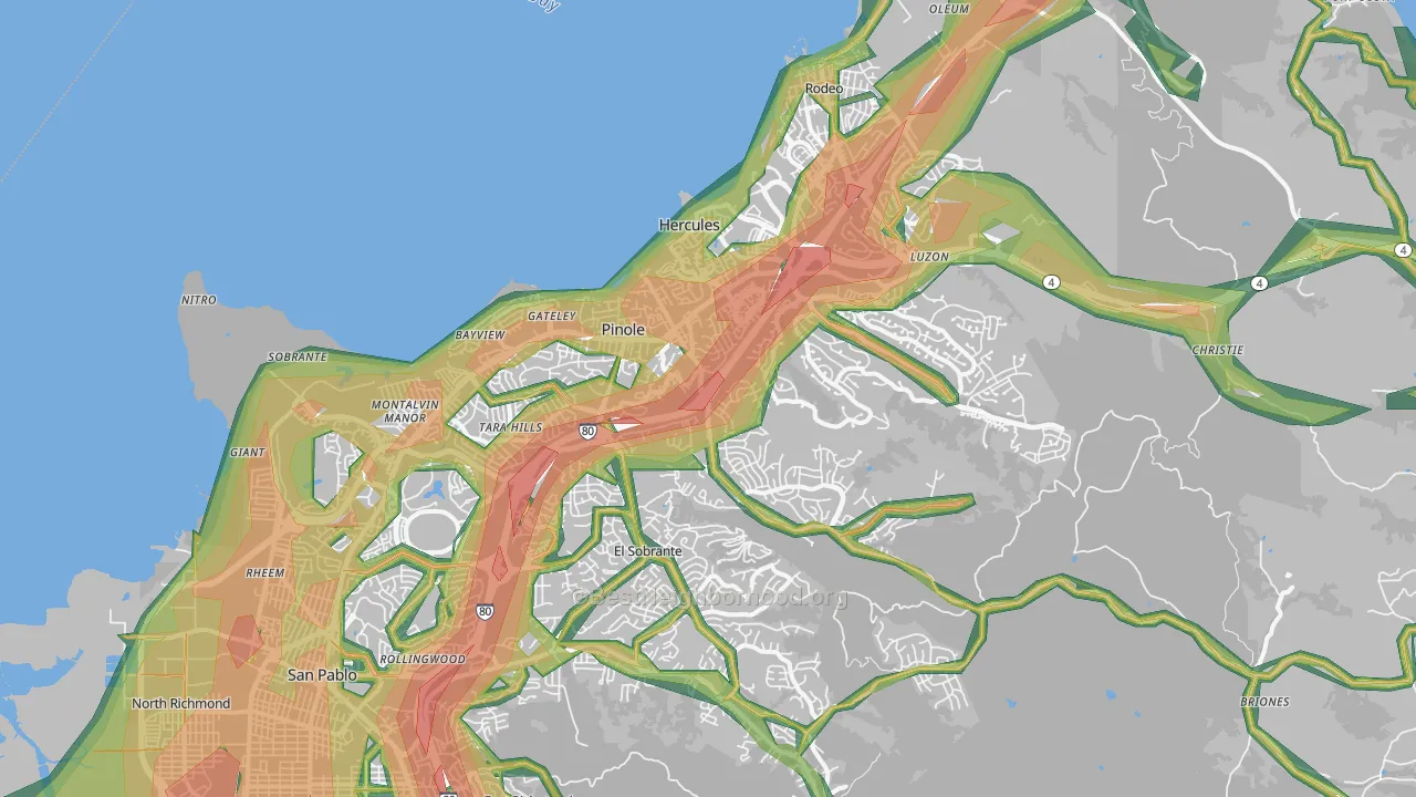 Pinole, CA Map of Noise Levels in Pinole