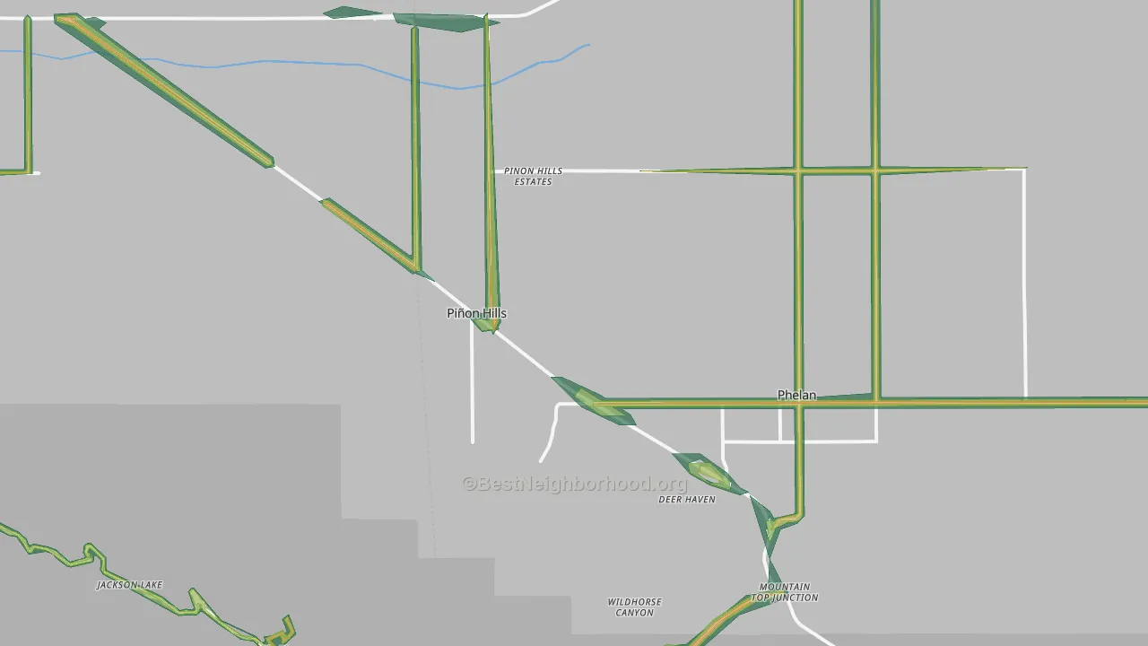 Pinon Hills, CA Map of Noise Levels in Pinon Hills