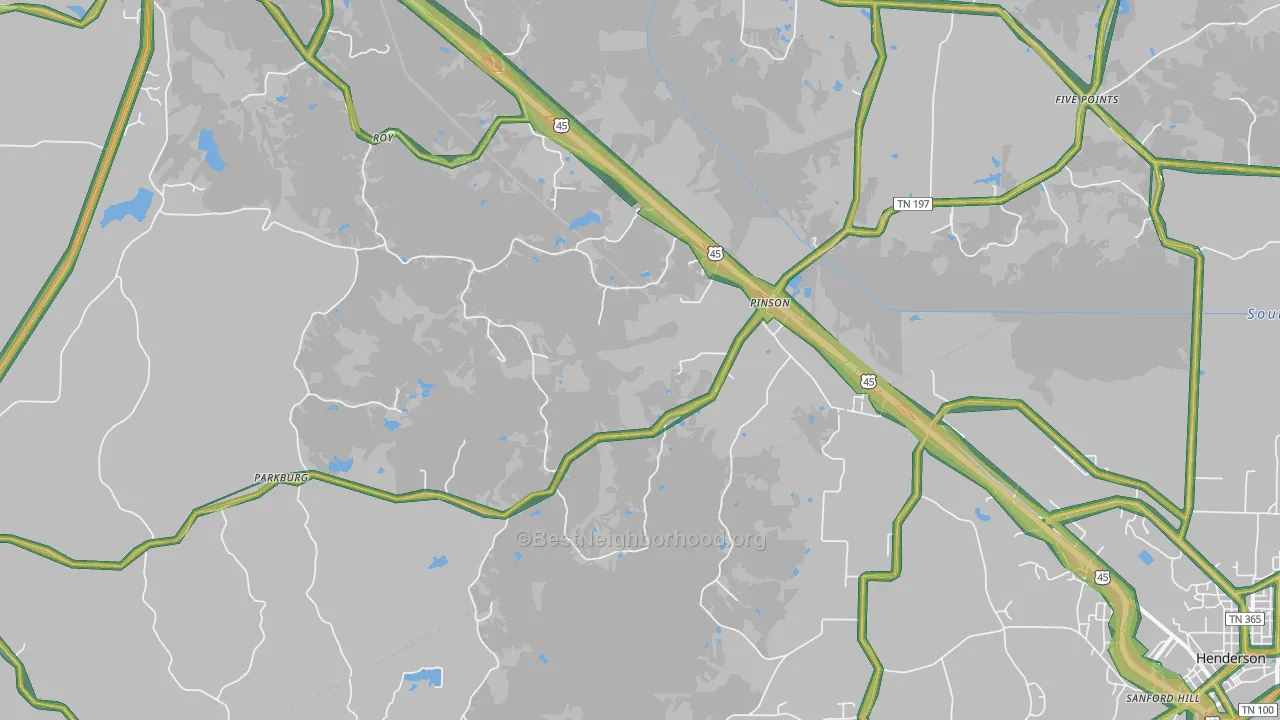 Pinson, TN Map of Noise Levels in Pinson