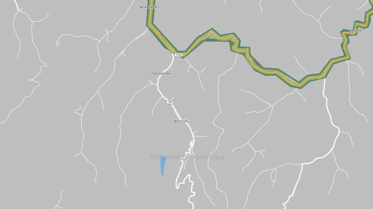 Pinsonfork, KY Map of Noise Levels in Pinsonfork