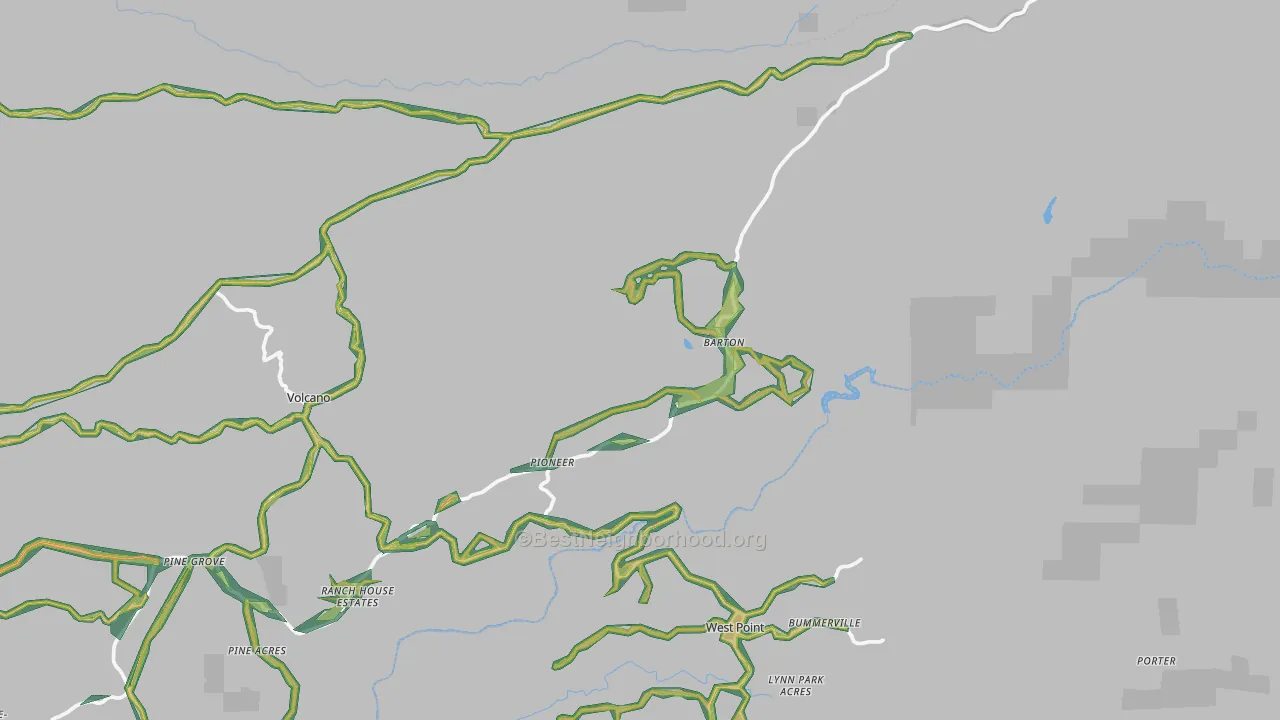 Pioneer, CA Map of Noise Levels in Pioneer