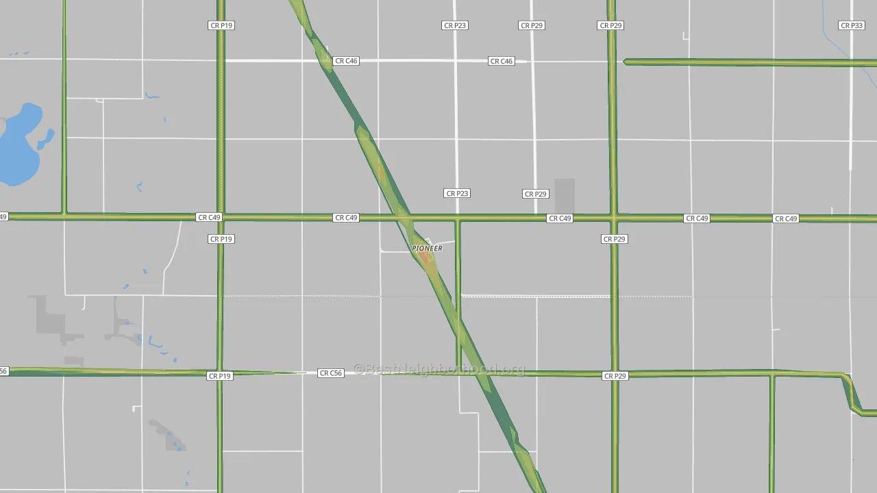 Pioneer, IA Map of Noise Levels in Pioneer