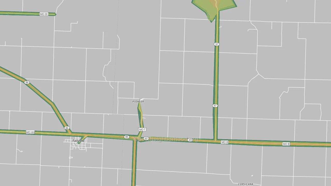 Pioneer, MO Map of Noise Levels in Pioneer