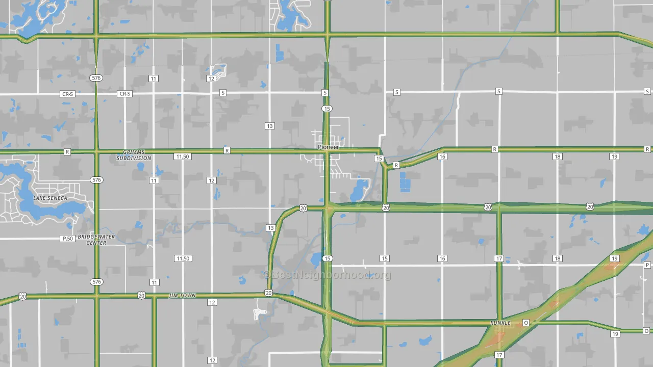 Pioneer, OH Map of Noise Levels in Pioneer