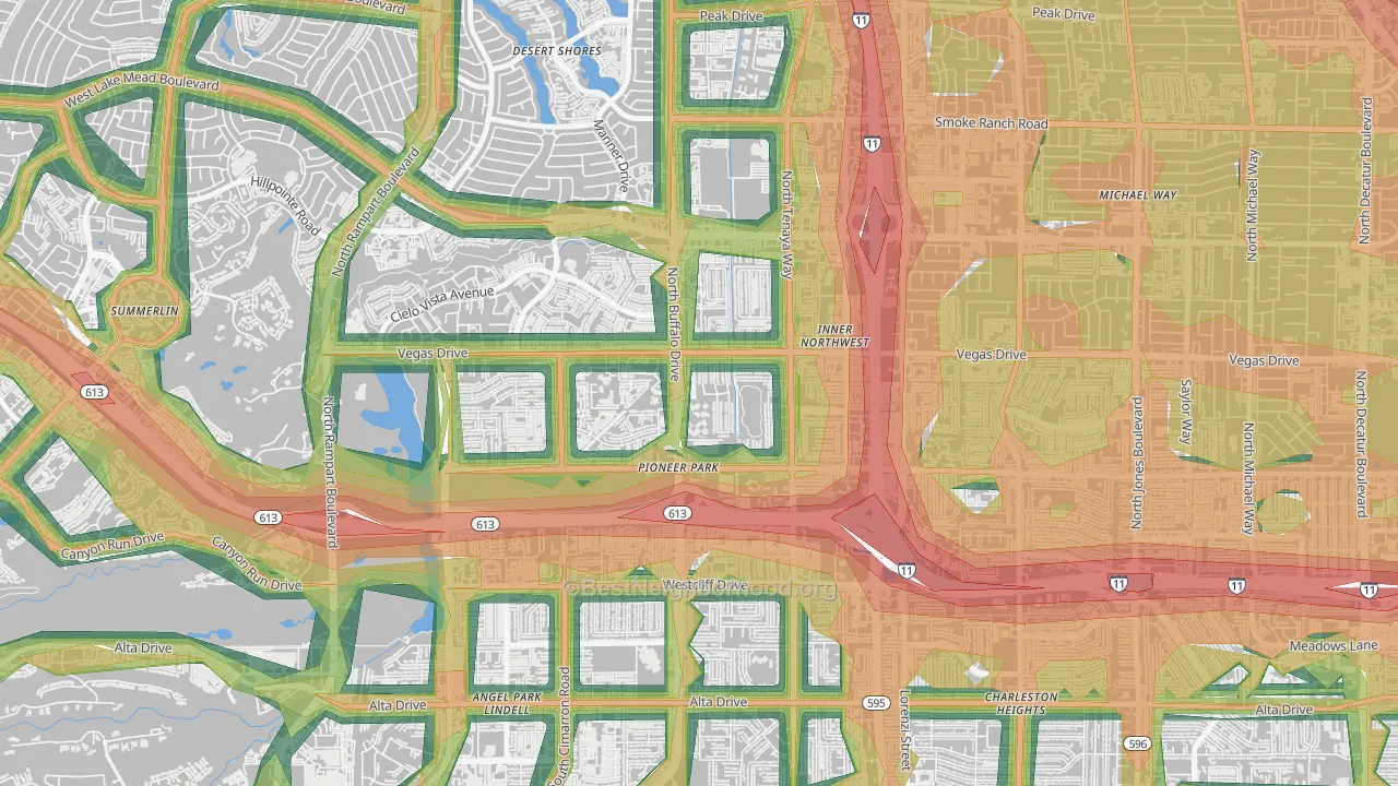 Pioneer Park, Las Vegas, NV Map of Noise Levels in Pioneer Park