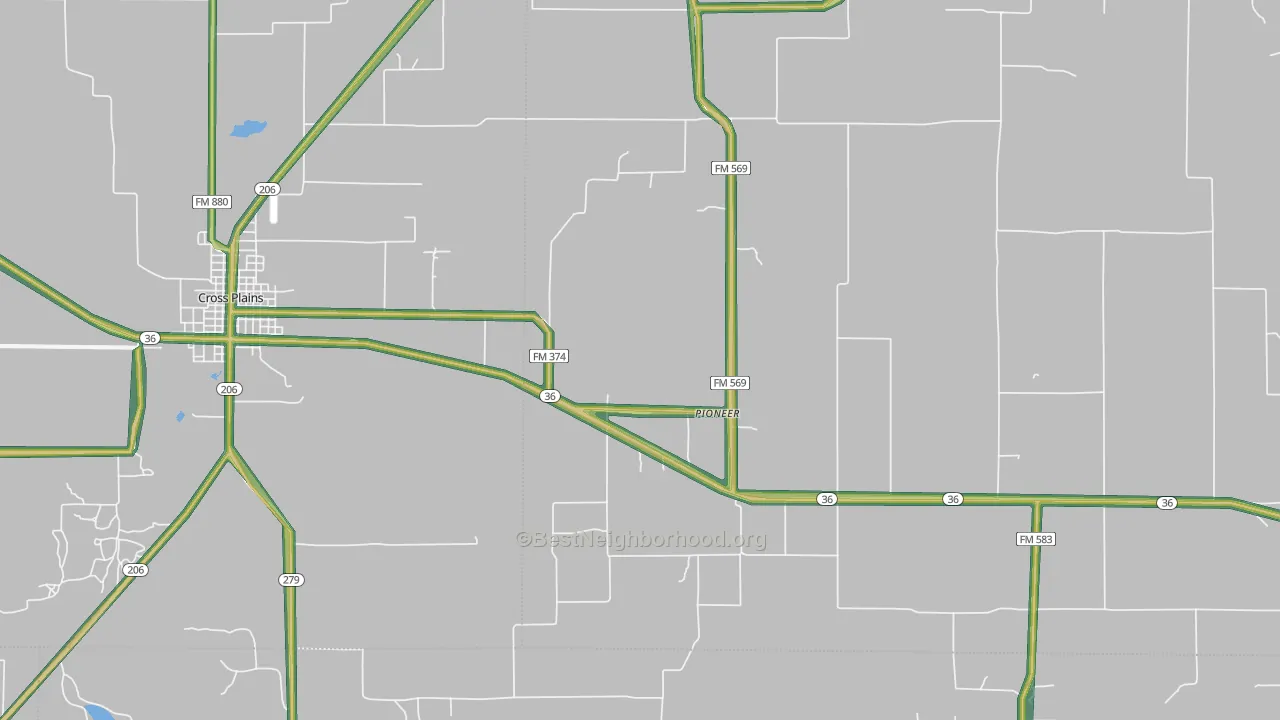Pioneer, TX Map of Noise Levels in Pioneer