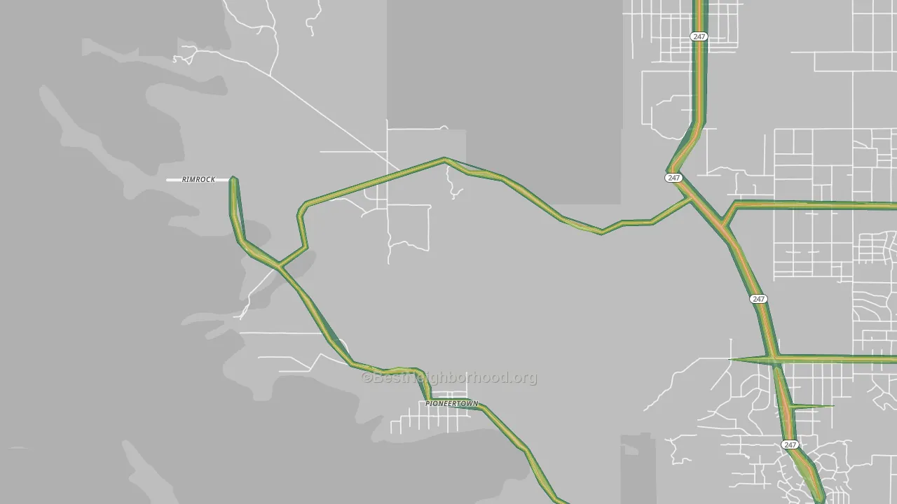 Pioneertown, CA Map of Noise Levels in Pioneertown