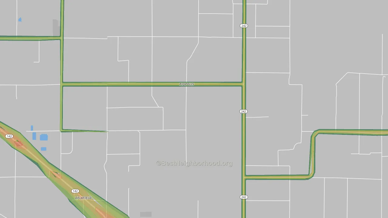 Piopolis, IL Map of Noise Levels in Piopolis