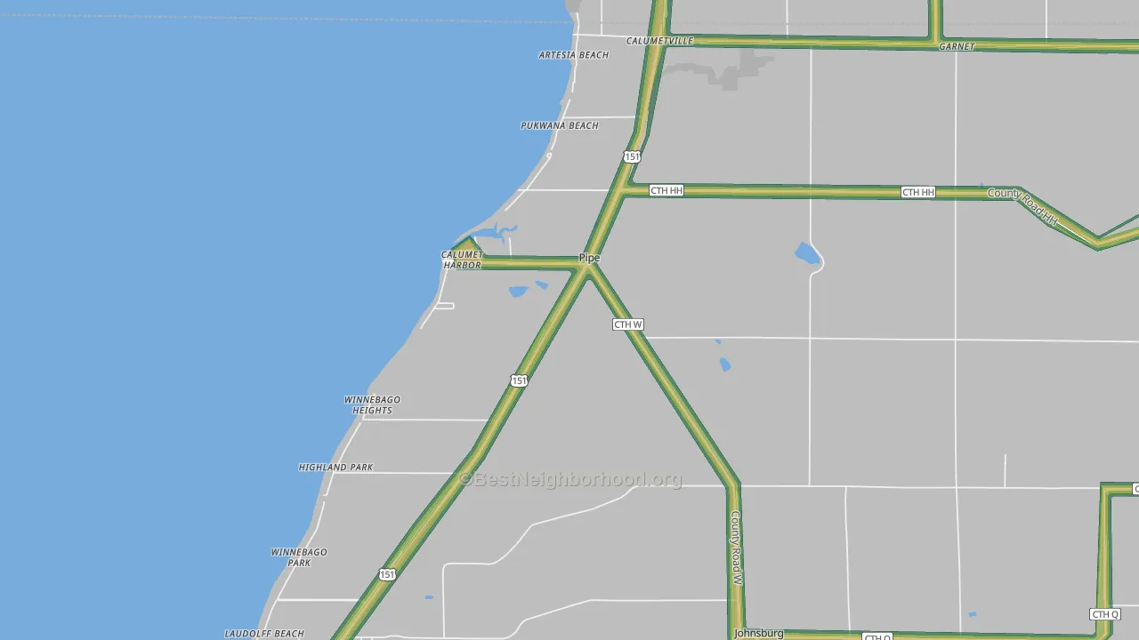 Pipe, WI Map of Noise Levels in Pipe