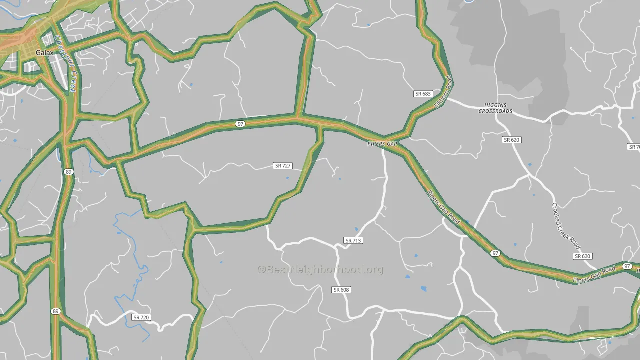 Pipers Gap, VA Map of Noise Levels in Pipers Gap