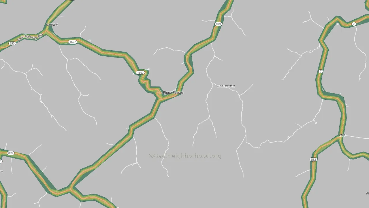 Pippa Passes, KY Map of Noise Levels in Pippa Passes