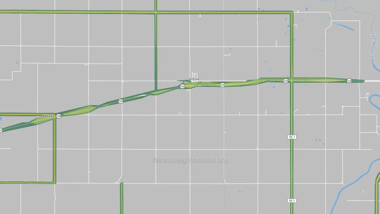 Piqua, KS Map of Noise Levels in Piqua