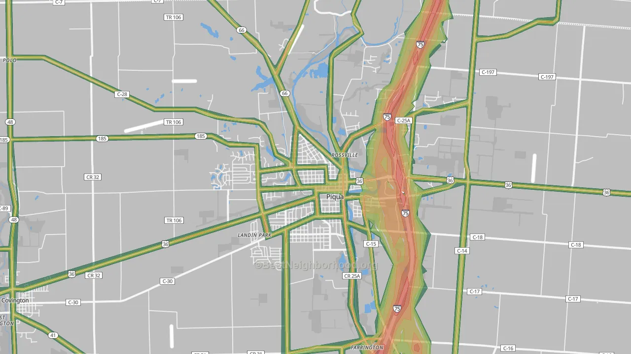 Piqua, OH Map of Noise Levels in Piqua