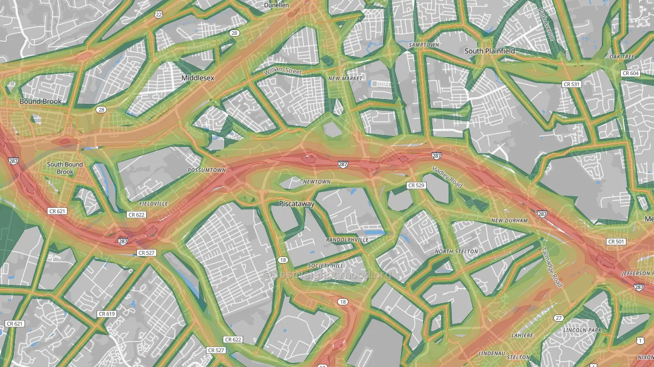 Piscataway, NJ Map of Noise Levels in Piscataway