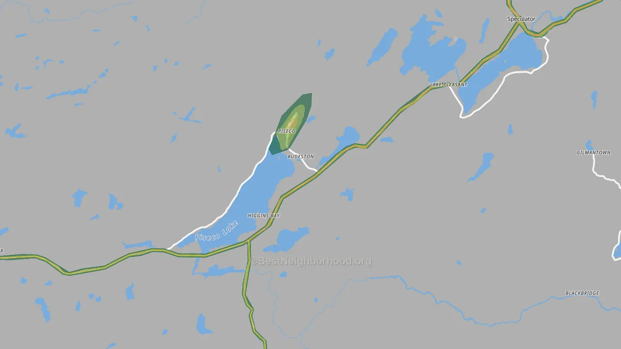 Piseco, NY Map of Noise Levels in Piseco