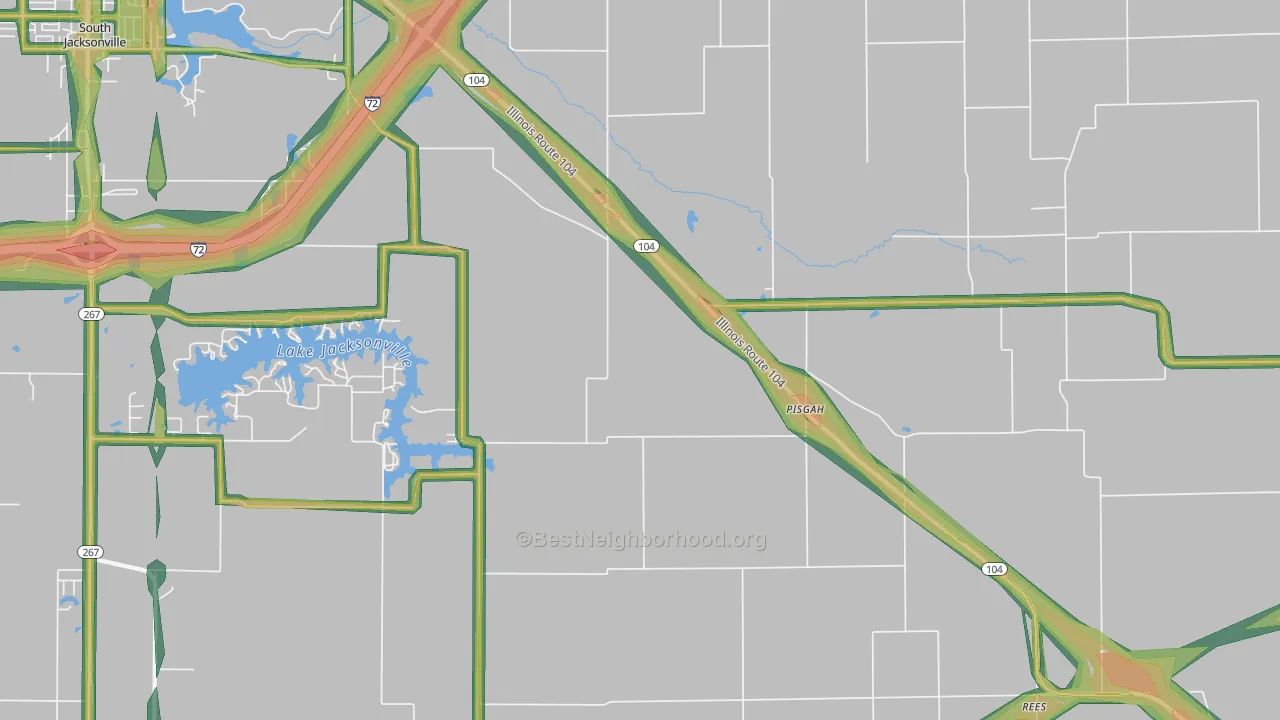 Pisgah, IL Map of Noise Levels in Pisgah