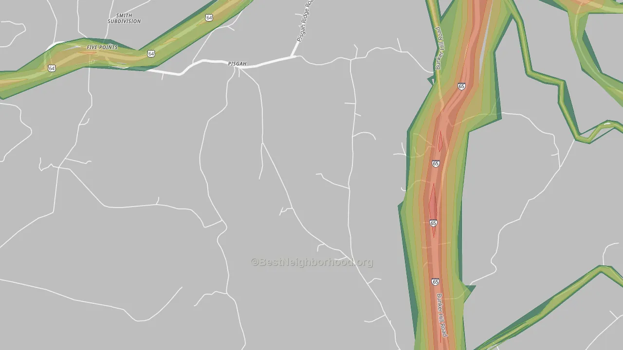 Pisgah, TN Map of Noise Levels in Pisgah