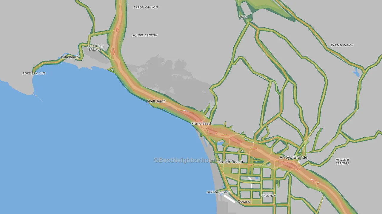 Pismo Beach, CA Map of Noise Levels in Pismo Beach