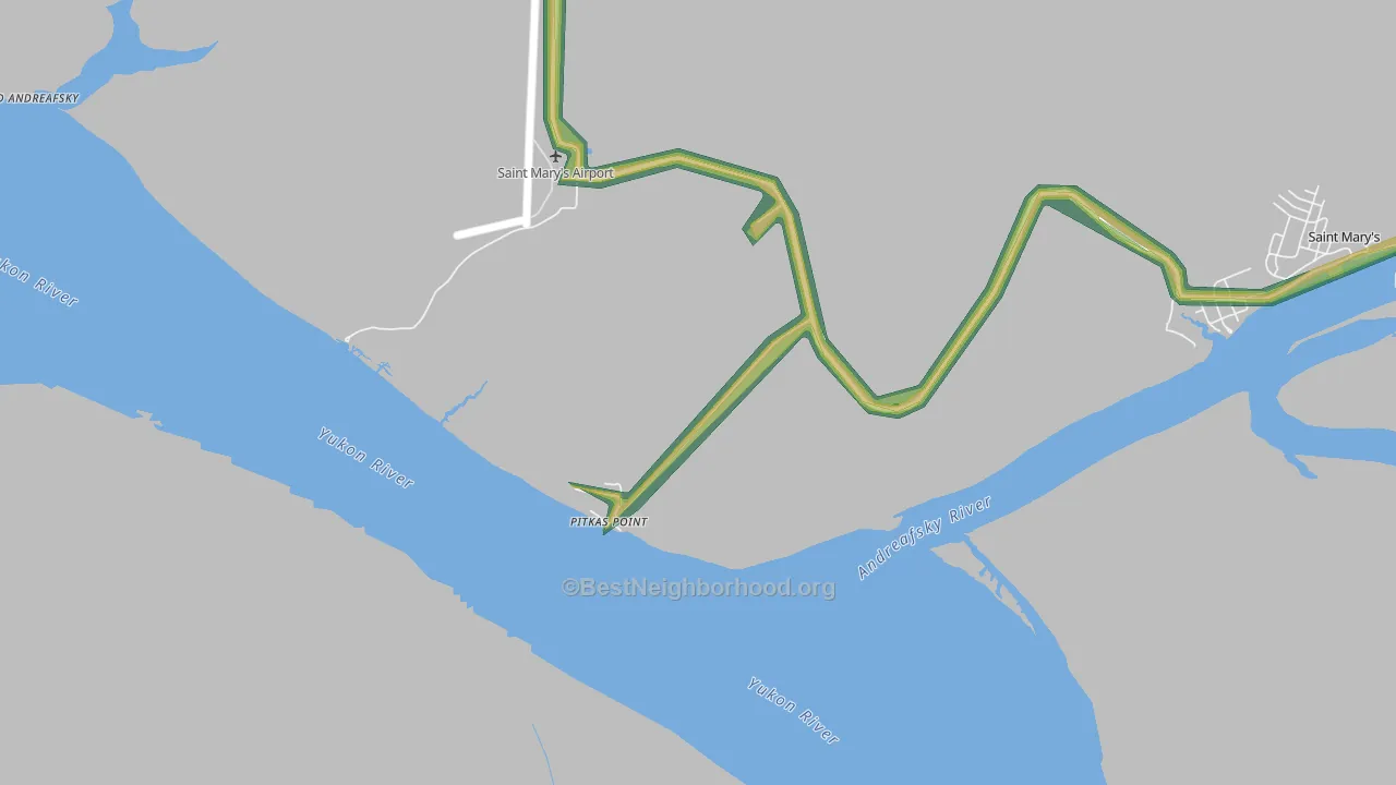 Pitkas Point, AK Map of Noise Levels in Pitkas Point