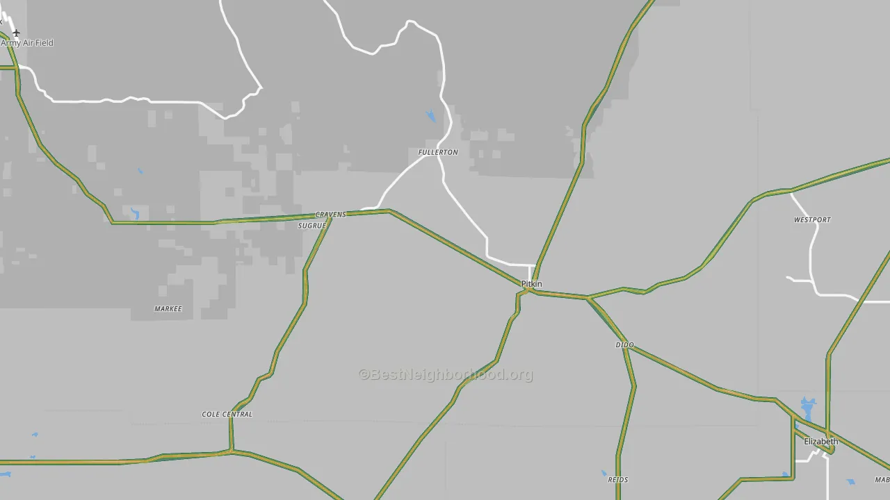 Pitkin, LA Map of Noise Levels in Pitkin