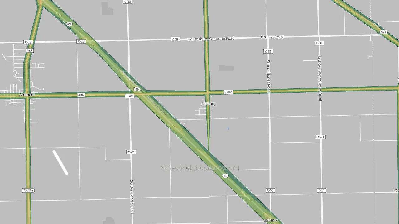 Pitsburg, OH Map of Noise Levels in Pitsburg