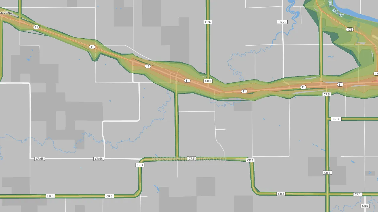 Pitt, MN Map of Noise Levels in Pitt