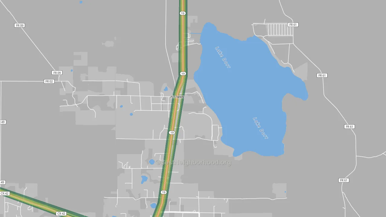 Pittman, FL Map of Noise Levels in Pittman