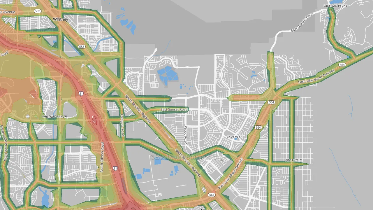 Pittman, Henderson, NV Map of Noise Levels in Pittman