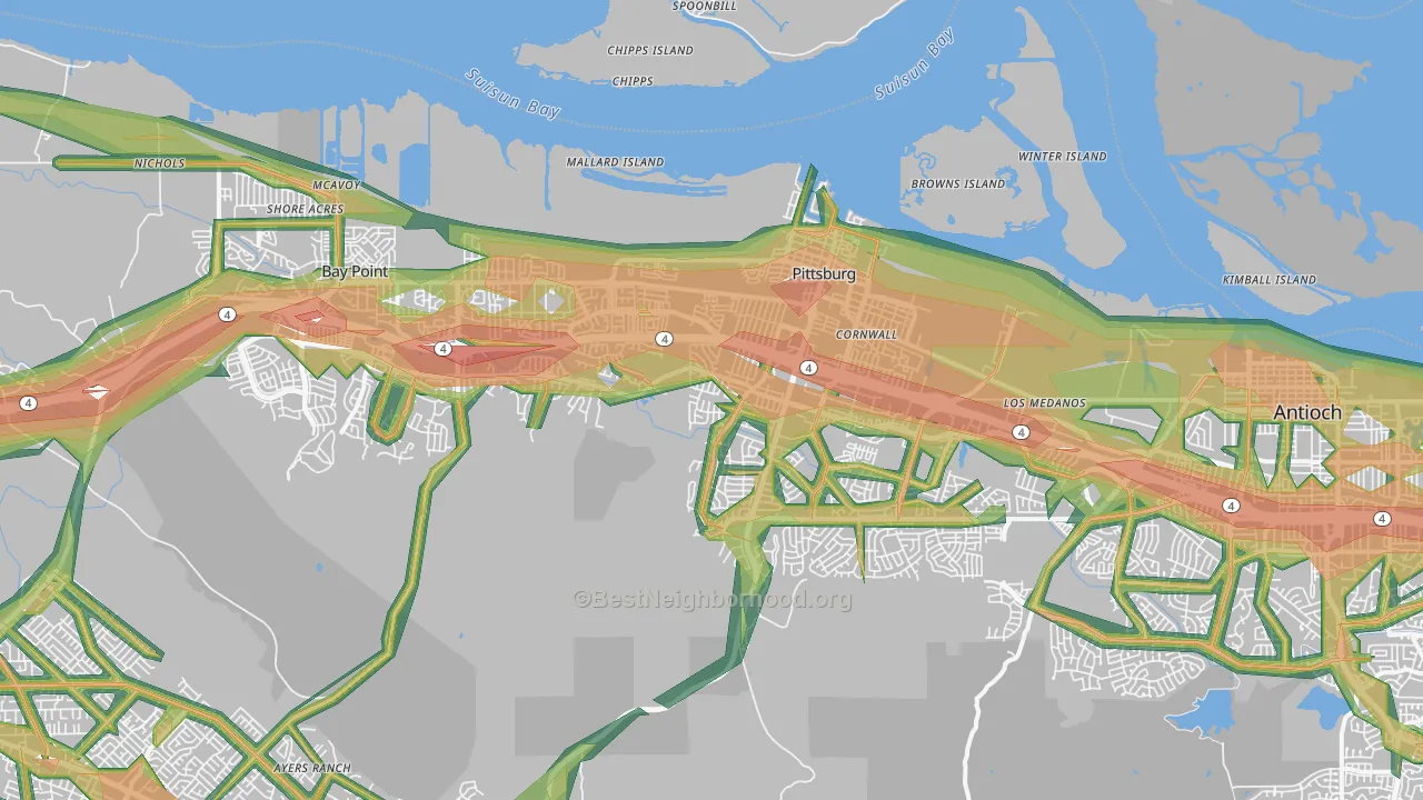 Pittsburg, CA Map of Noise Levels in Pittsburg