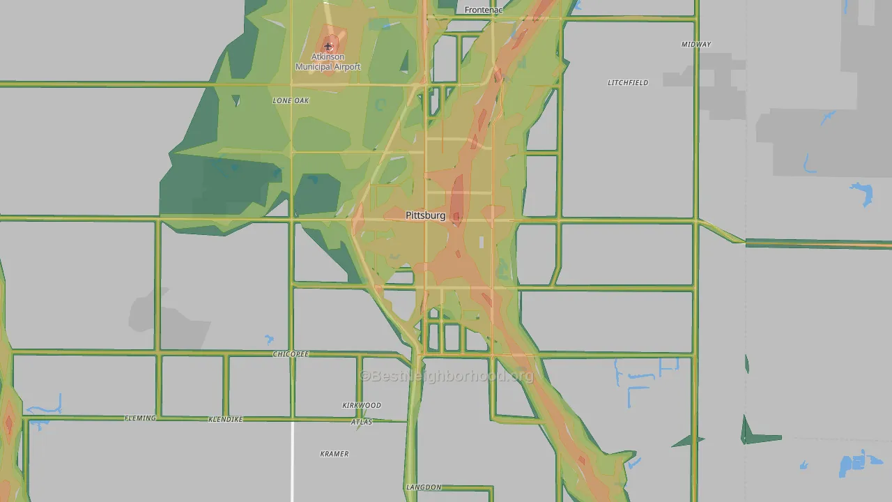 Pittsburg, KS Map of Noise Levels in Pittsburg