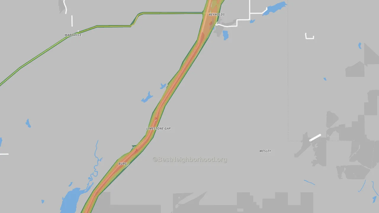Pittsburg, OK Map of Noise Levels in Pittsburg