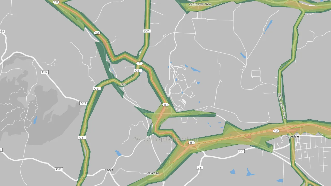Pittsburgh Junction, OH Map of Noise Levels in Pittsburgh Junction
