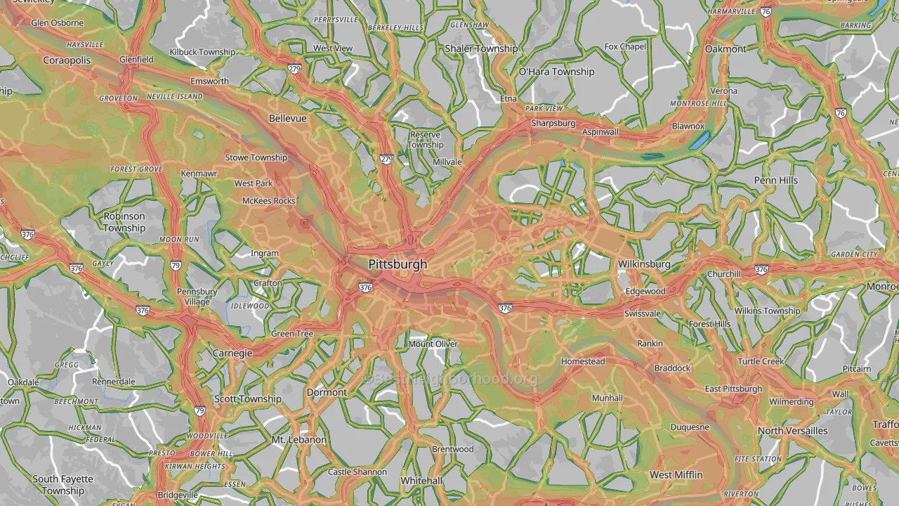 Pittsburgh, PA Map of Noise Levels in Pittsburgh