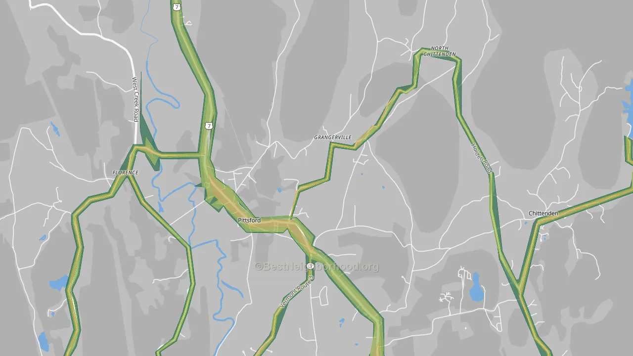 Pittsford, VT Map of Noise Levels in Pittsford