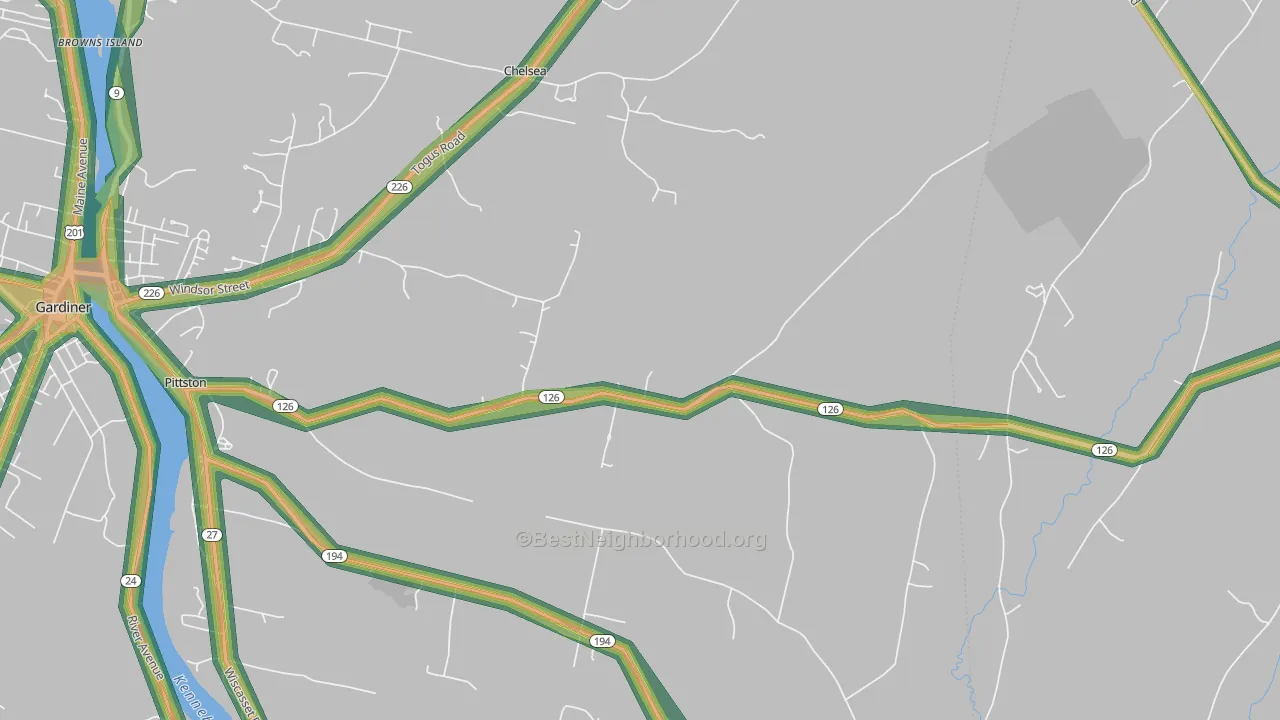 Pittston, ME Map of Noise Levels in Pittston