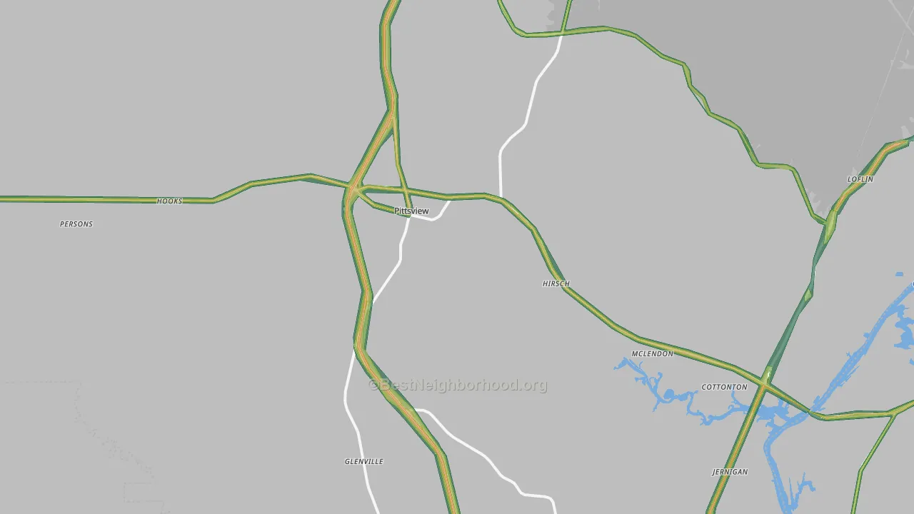 Pittsview, AL Map of Noise Levels in Pittsview
