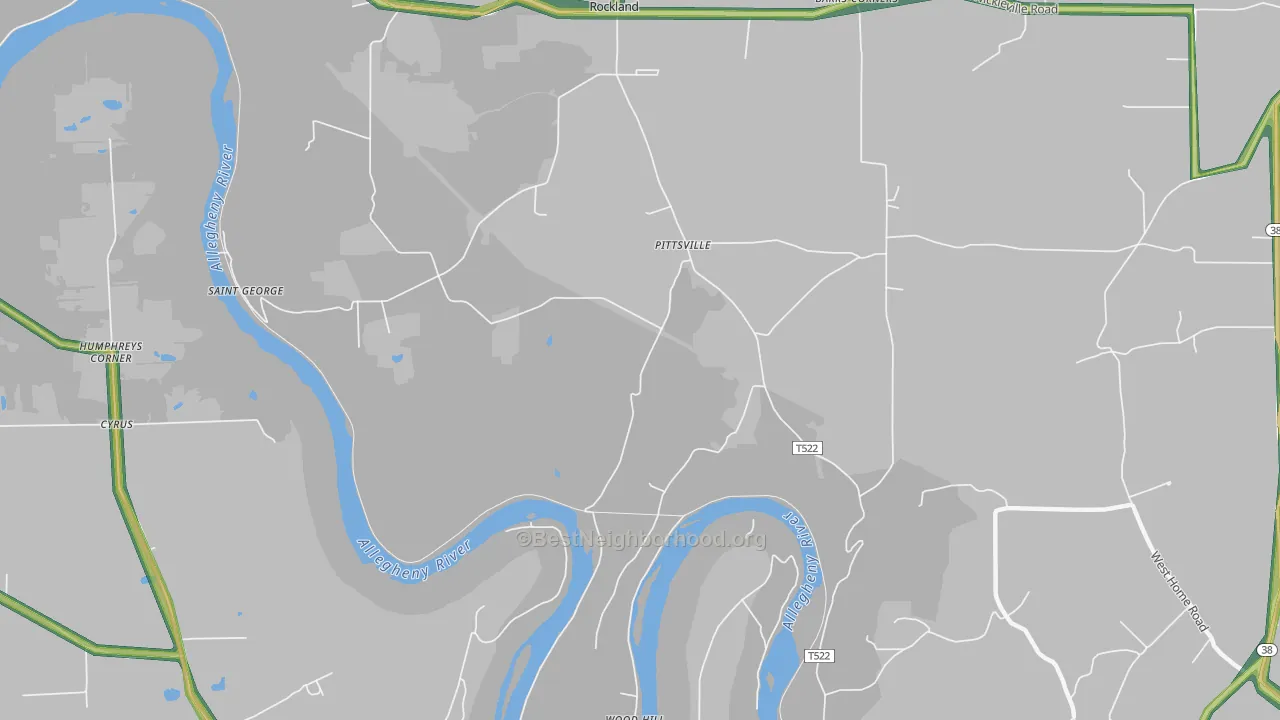 Pittsville, PA Map of Noise Levels in Pittsville