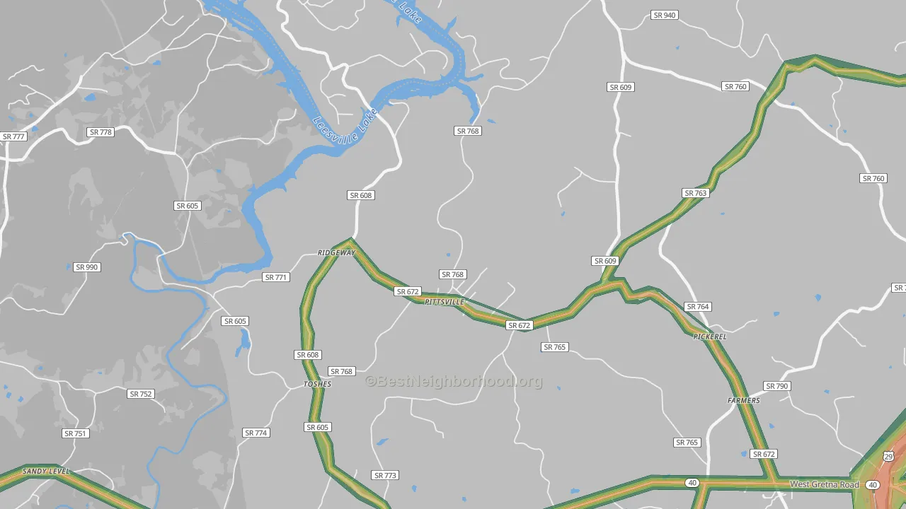 Pittsville, VA Map of Noise Levels in Pittsville