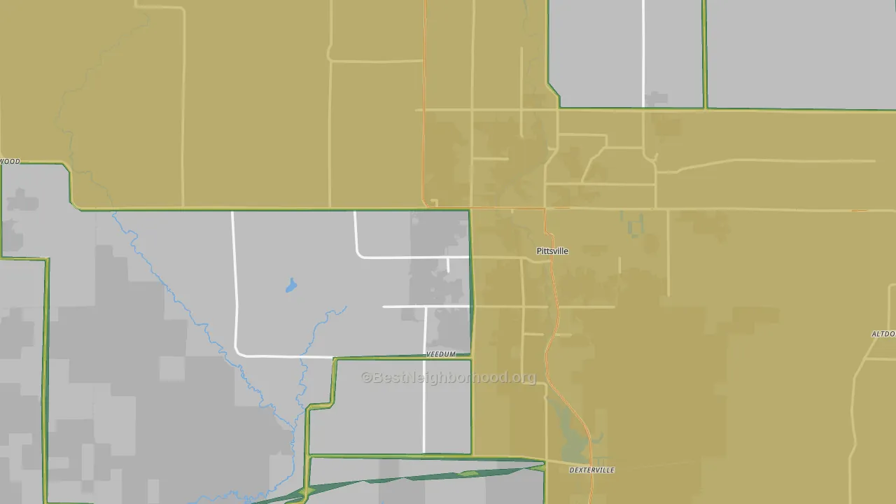 Pittsville, WI Map of Noise Levels in Pittsville