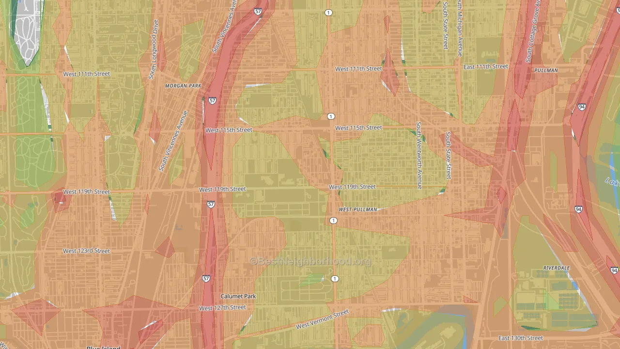 Placerdale, Chicago, IL Map of Noise Levels in Placerdale