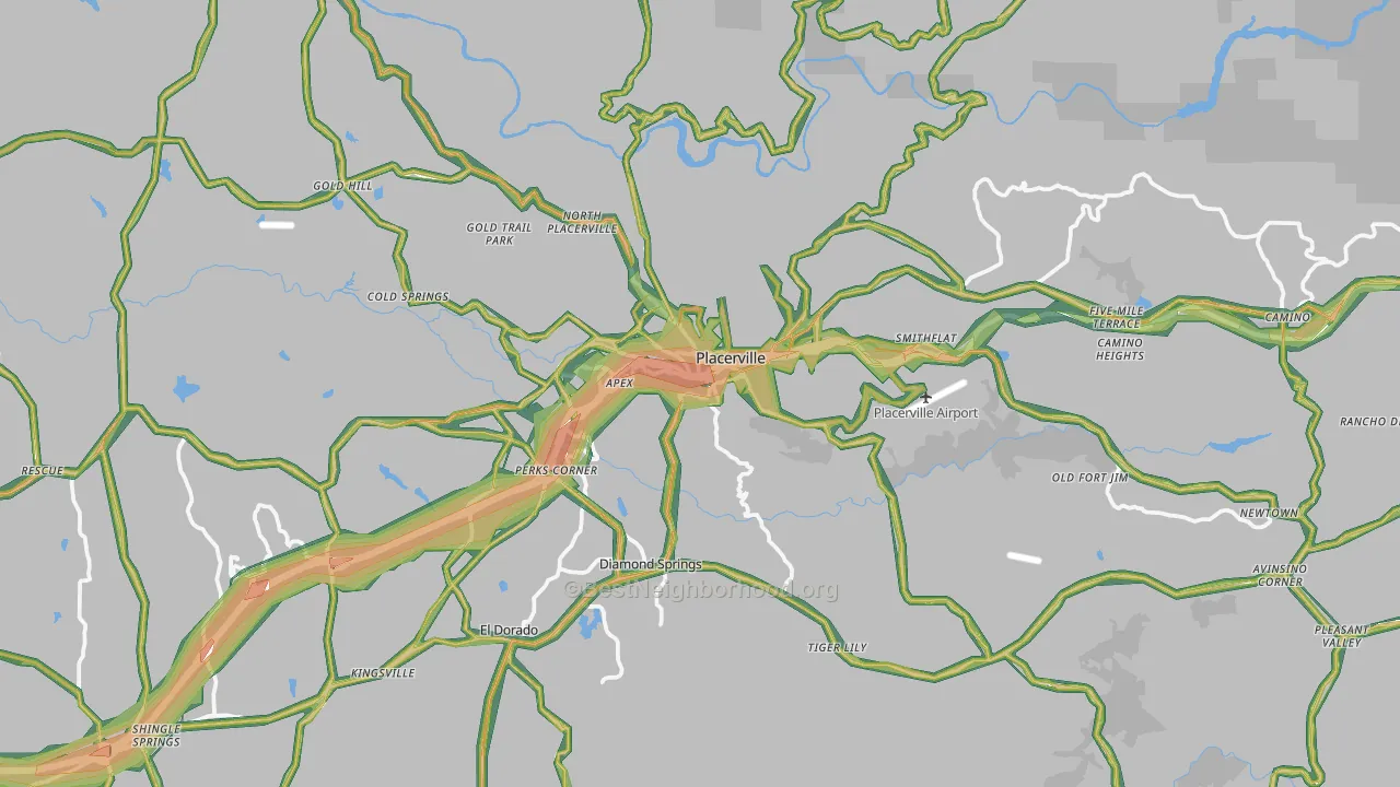Placerville, CA Map of Noise Levels in Placerville