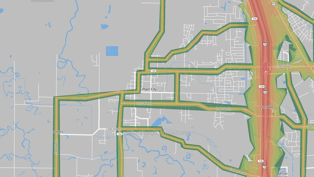 Plain City, UT Map of Noise Levels in Plain City
